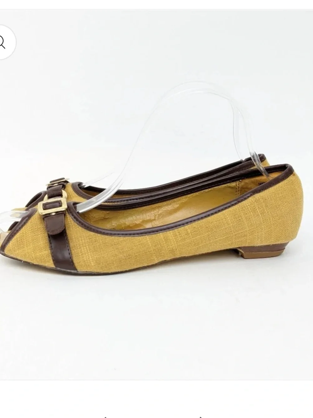 Diba  Brown Peep-Toe Buckle Flats